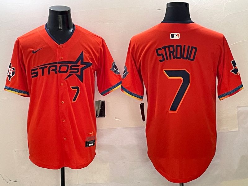 Men Houston Astros #7 Stroud Orange Fourth generation Joint Name Nike 2025 MLB Jersey style 4
